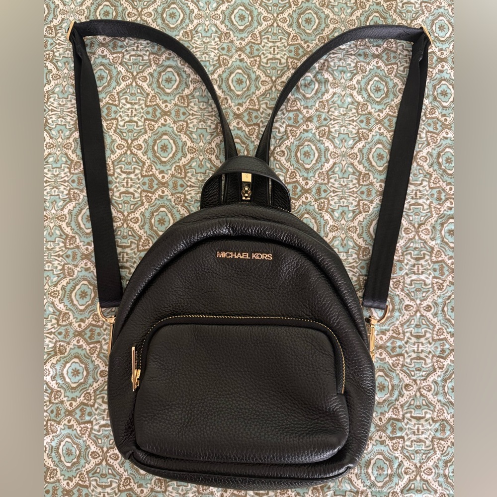 Michael Kors Pebbled Black Leather Backpack